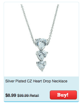 silver plated CZ Heart drop necklace