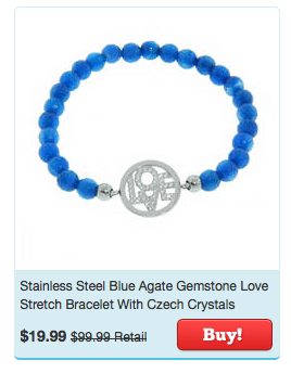 stainless steel blue agate gemstone love stretch bracelet