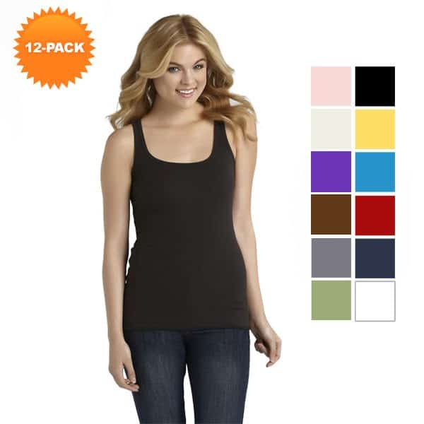 12-Pack Assorted Cotton Ribbed Tank Tops