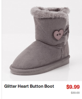 glitter heart button boot