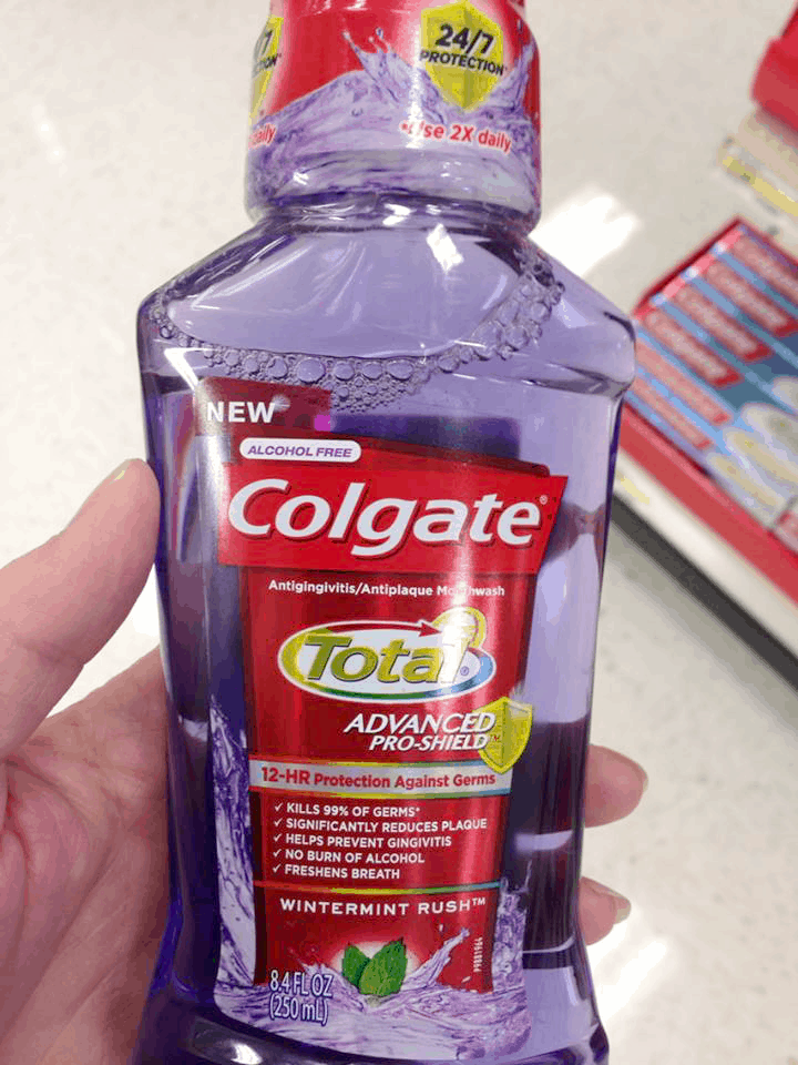 Colgate Total Mouthwash Wintermint Rush.