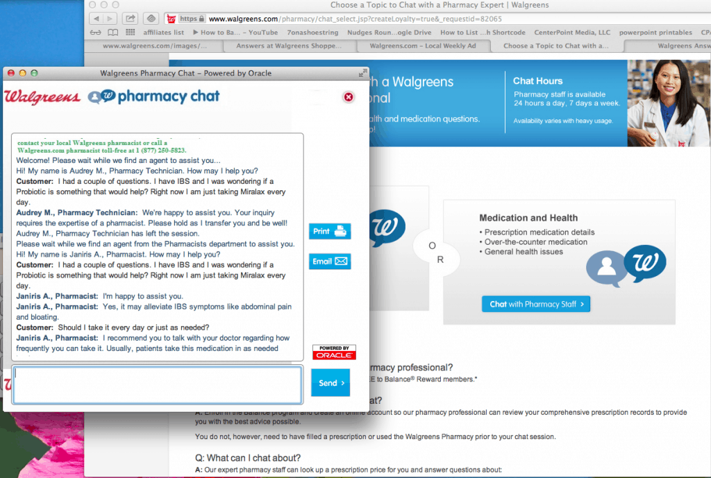 Answers at Walgreens Chat #shop