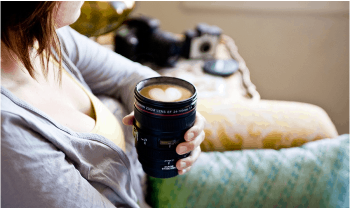 camera lens coffee mug