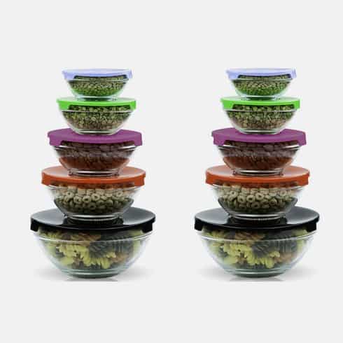 20-Piece Glass Bowls with Multi-Colored Lids ONLY $14.99 (reg. $39.99) Shipping ONLY $3.99!