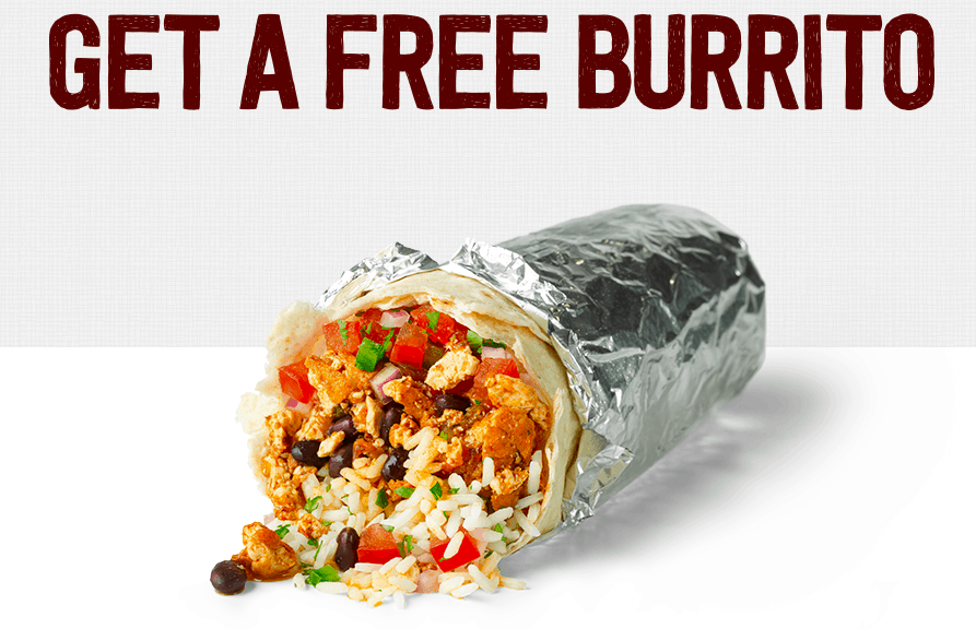 Free Chipotle Burrito Get a FREE Burrito from Chipotle Details!