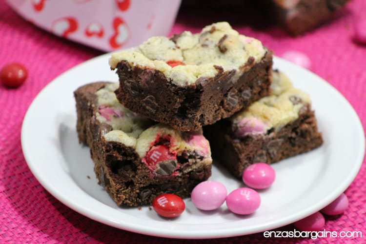 Brownie Chocolate Chip Bars Filled with Strawberry M&Ms