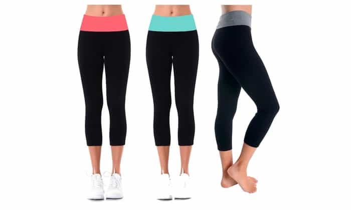 Cute Yoga Pants - Yoga Capris with Bright Waistband 