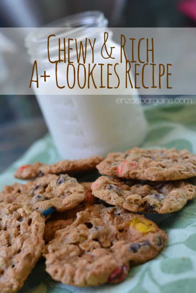 A+ Cookies Recipe - Peanut Butter, Oats, M&Ms, and Chocolate Chip Flourless Cookies!