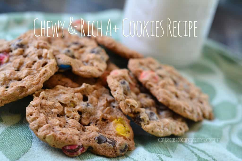 A+ Cookies Recipe - Peanut Butter, Oats, M&Ms, and Chocolate Chip Flourless Cookies!