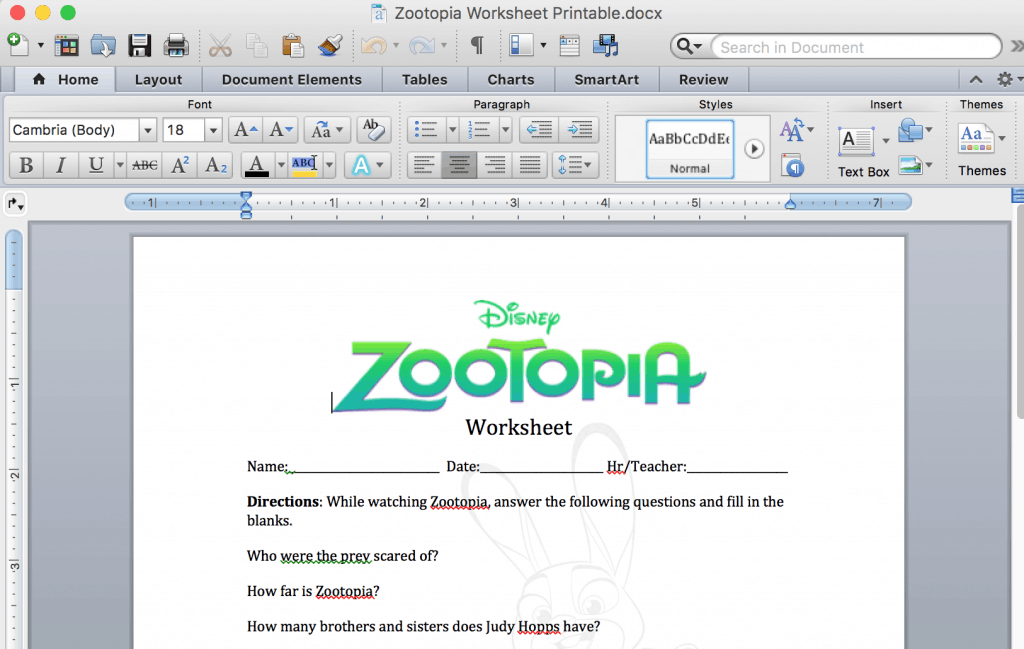 Zootopia Lesson Plan
