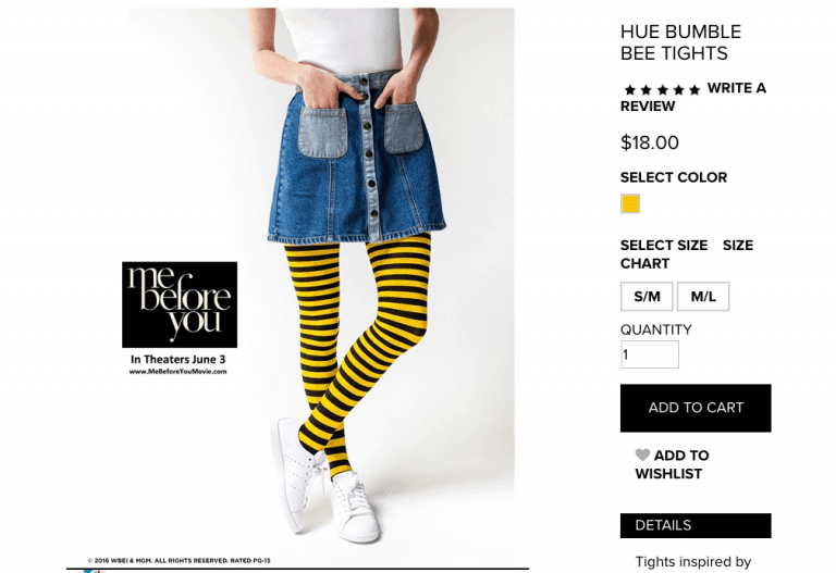 Me Before You Review – HUE black and yellow striped stockings