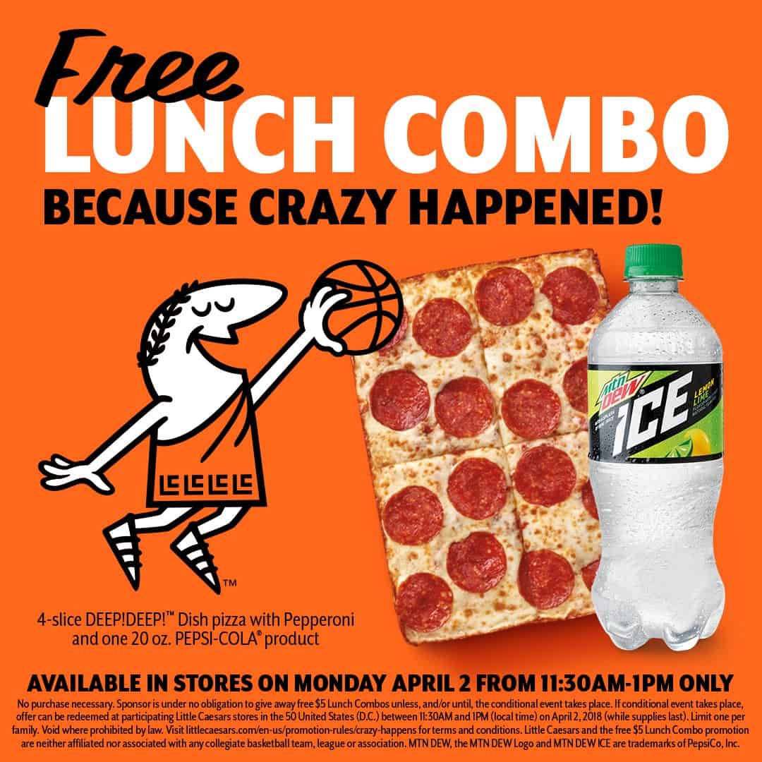 Little Caesars Free Pizza Since 16th Seed Beat a 1st Seed