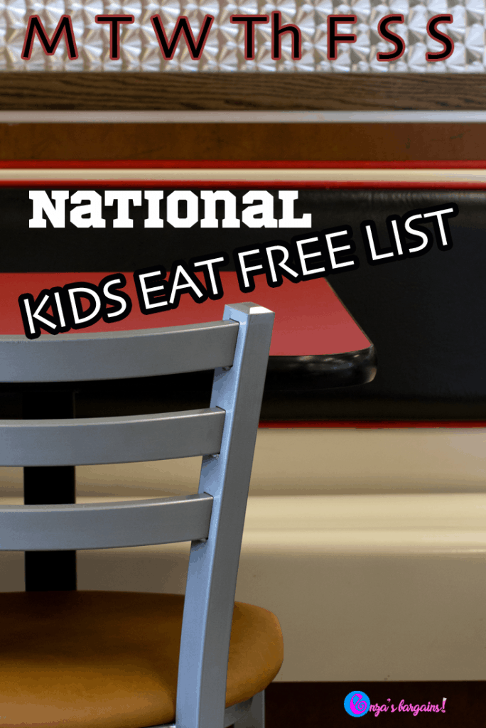 National Kids Eat Free Deals