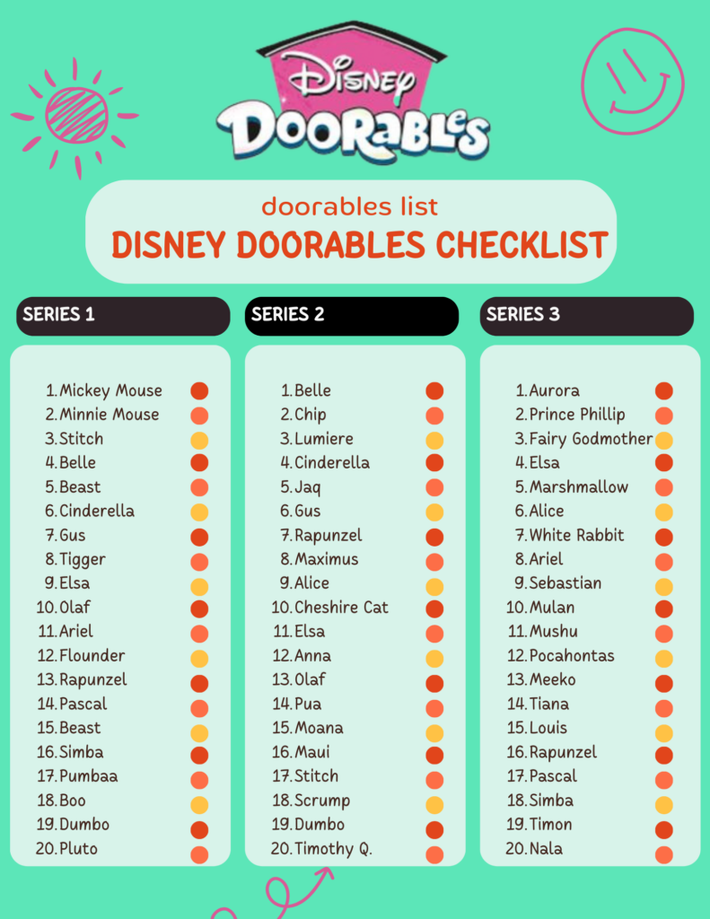 Disney Doorables Checklist series 1 series 2 series 3