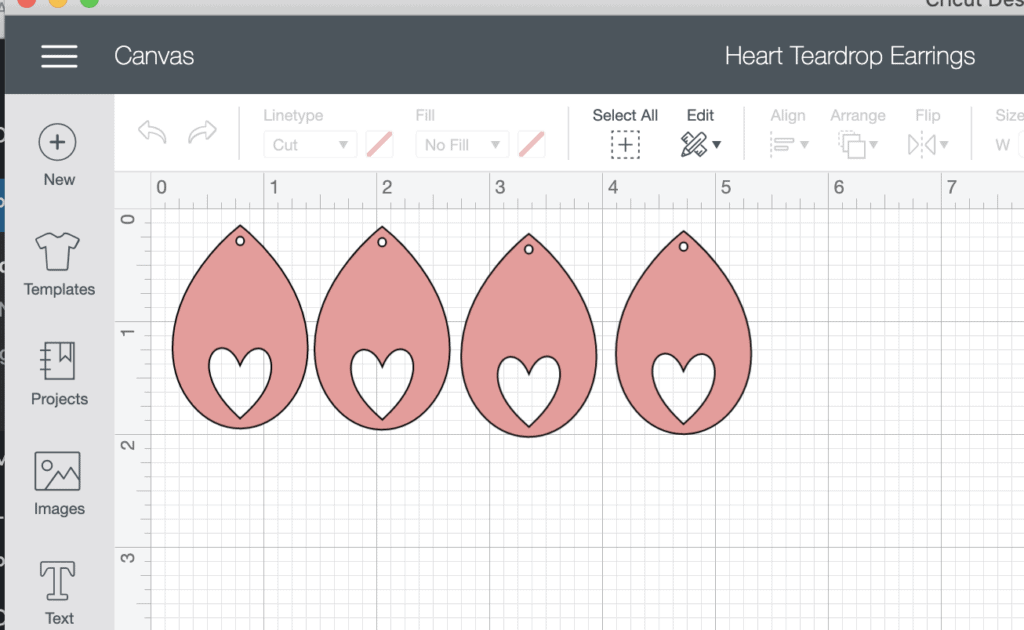 Design Space Cricut Heart Teardrop Earrings