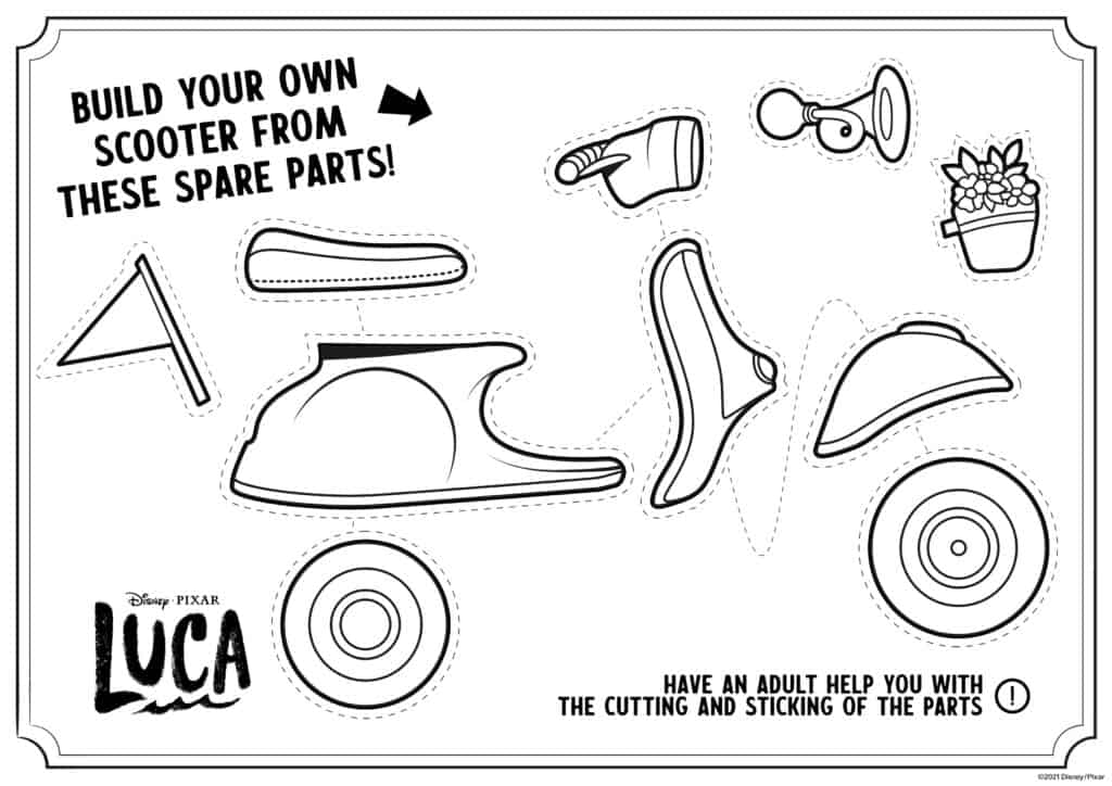 Vespa Activity for Kids - Disney Pixar's Luca Activity Sheet