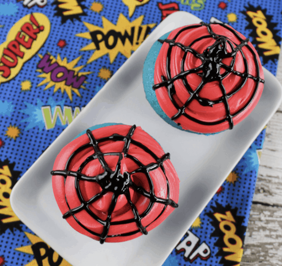 Spider-Man themed cupcakes