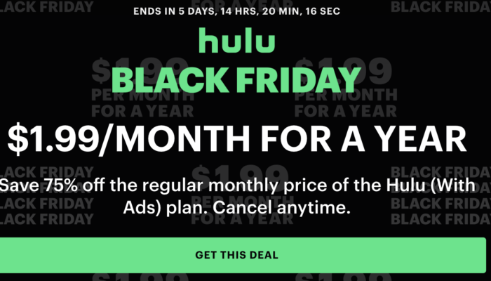 Hulu Black Friday Deal ONLY $1.99 for the Year