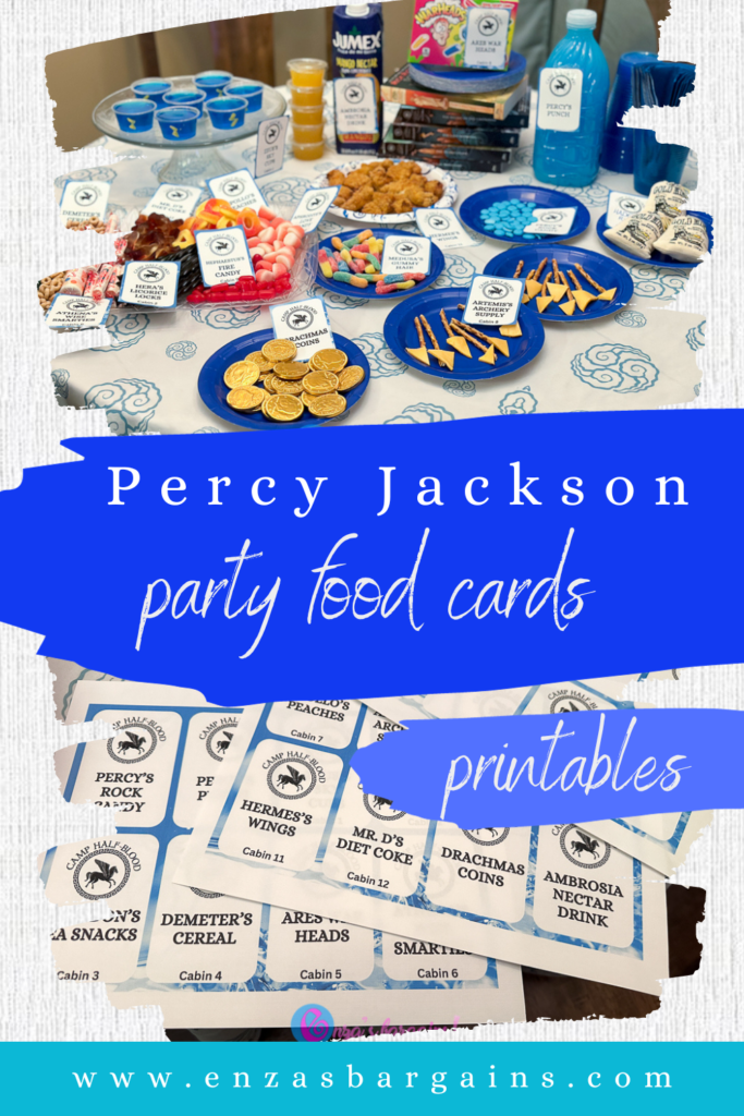 Percy Jackson Party Food Ideas and Free Printable Food Cards!