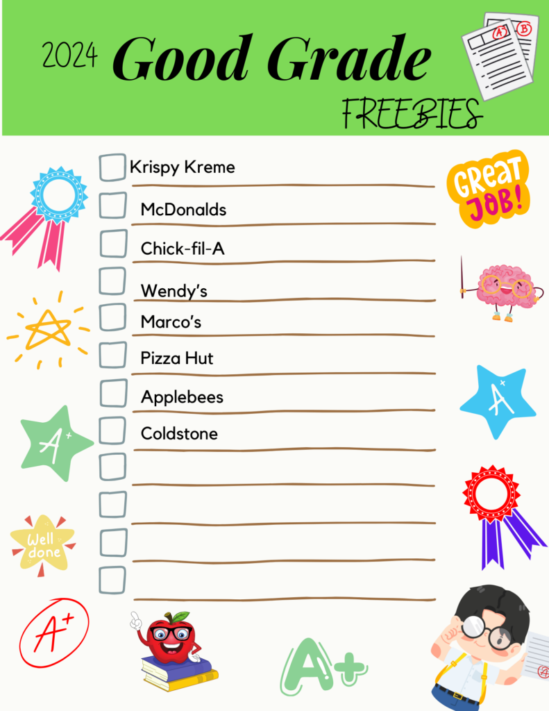 2024 Good Grade Freebies List